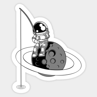 Astronaut Fishing Sticker